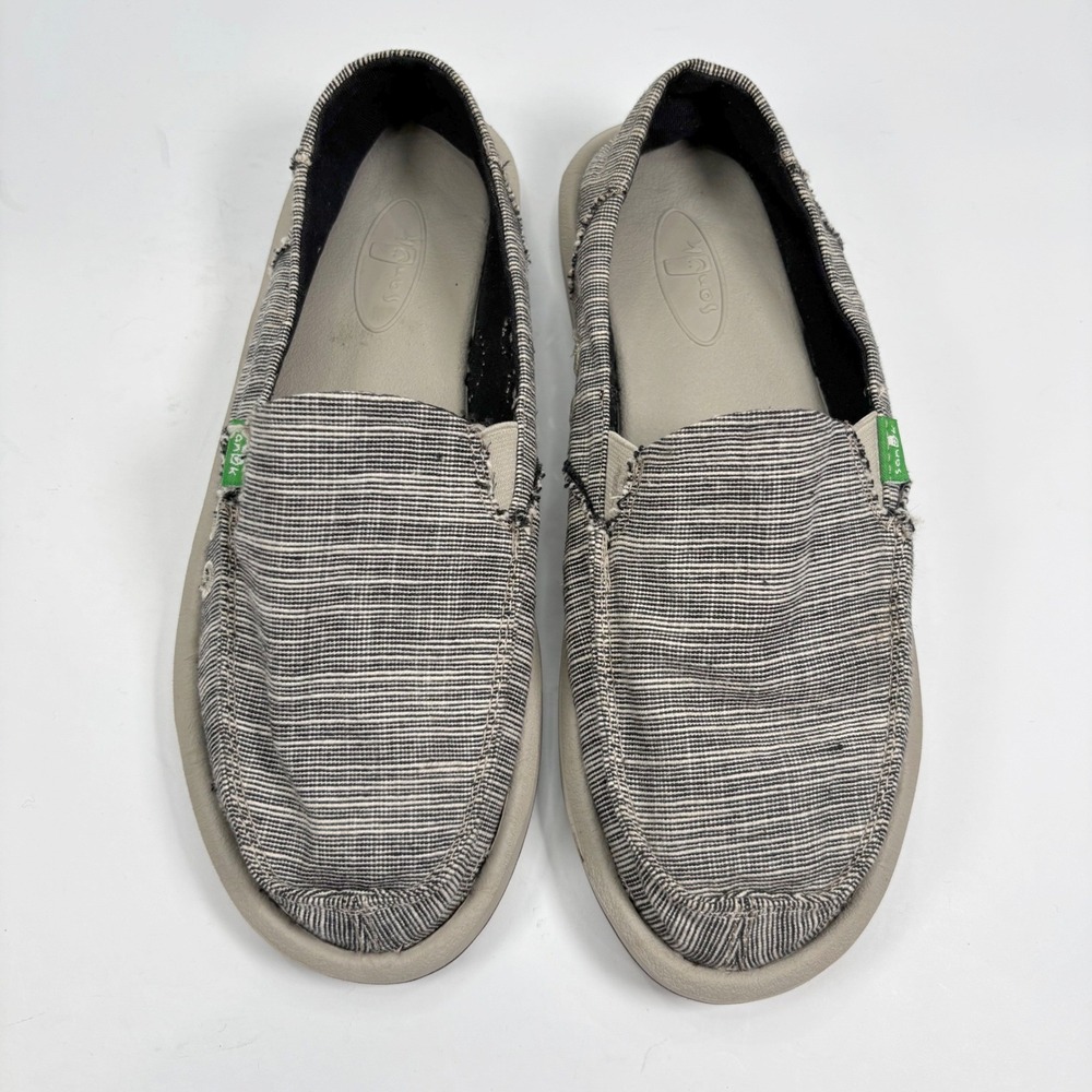 Sanuk Womens 7 Sidewalk Surfer Vagabond Striped Slip On Shoes Beach Casual Light